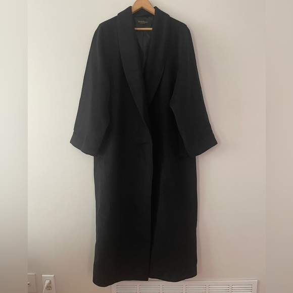 New Brian Bailey Black Wool Blend Oversized Long Wrap Jacket Coat Size Medium 4E - Picture 3 of 10